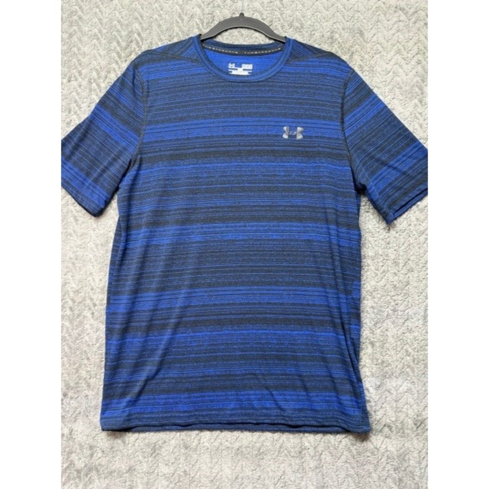 Under Armour Mens HeatGear Threadborne Blue Space Dye Training Shirt Medium 0748